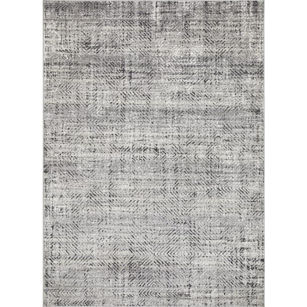 LOOMAKNOTI Aysal Azebella Gray 6 ft. 7 in. x 9 ft. 2 in. Geometric Polypropylene Indoor Area Rug