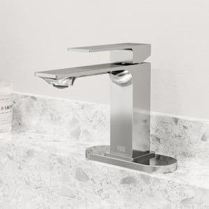 Dunn Single-Handle Single Hole Bathroom Faucet with Deck Plate in Chrome