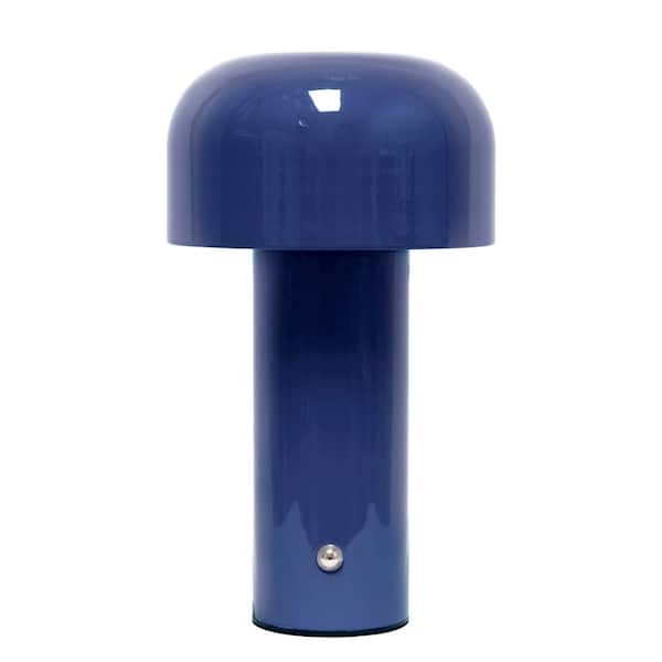 8.26 in. Portable Mini Mushroom Dome Dimming LED Novelty Task and Reading Touch Lamp for Office, Entryway, Blue