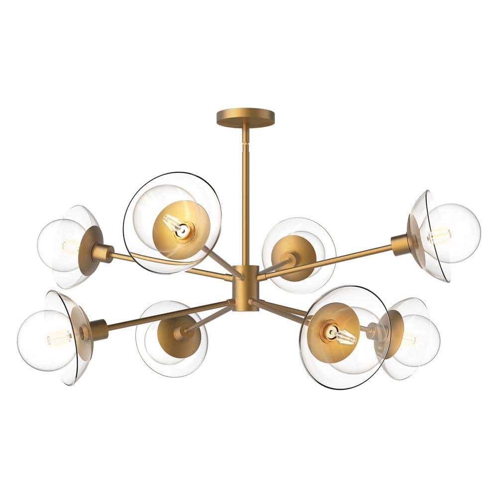 Mid-Century Modern Black Sputnik Chandelier with Glass Accents