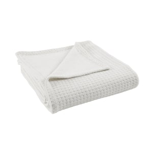 Bleach White 100% Cotton Thermal Full/Queen Blanket