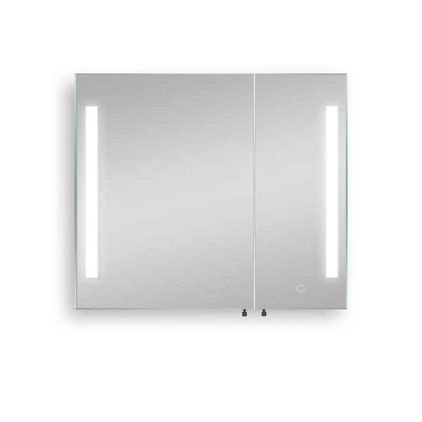 Xzkai 30 in. W x 26 in. H Rectangular Black Iron Medicine Cabinet with Mirror