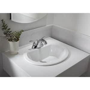 19 in. Round Topmount/Self Rimming/Drop-In Glazed Vitreous Ceramic Lavatory Vanity Bathroom Sink Pure in White