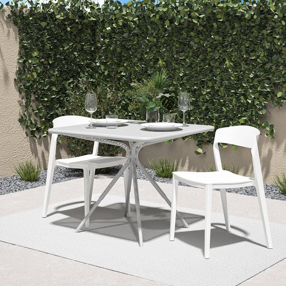 White Resin Armless Stacking Indoor/Outdoor Chair Set