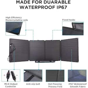 110-Watt Portable Solar Panel, Foldable Solar Charger Chainable for Power Station /Generator, Waterproof for Outdoors