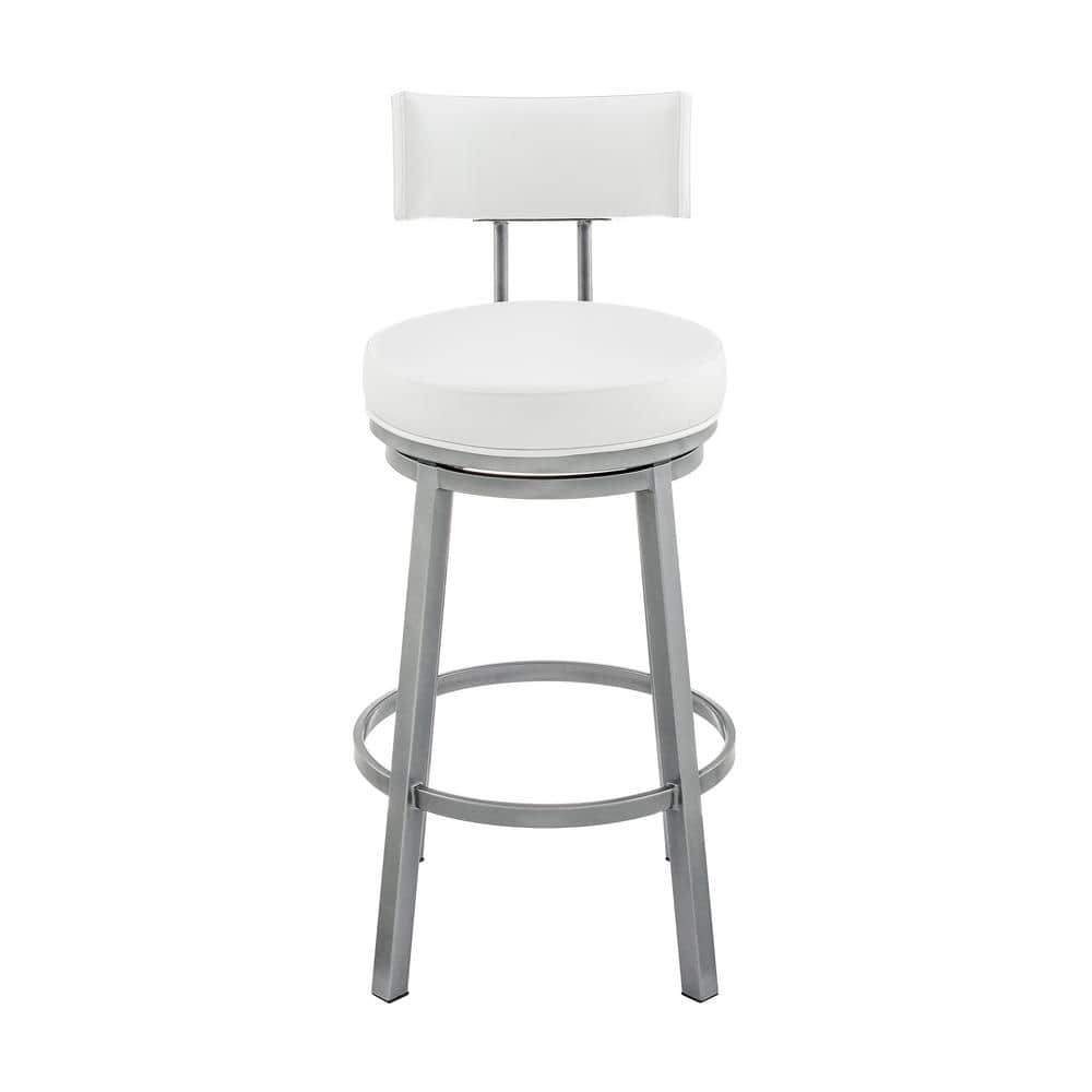 Dalza 26" White Faux Leather Swivel Counter Stool