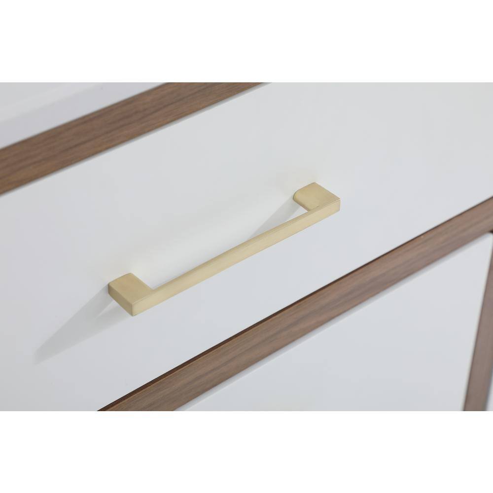 42" White MDF Bathroom Vanity with Gold Hardware and Engineered Marble Countertop