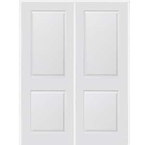 60 in. x 84 in. Smooth Carrara Left-Hand Active Solid Core Primed Molded Composite Double Prehung Interior Door