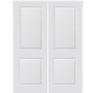 72 in. x 84 in. Smooth Carrara Left-Hand Active Solid Core Primed Molded Composite Double Prehung Interior Door
