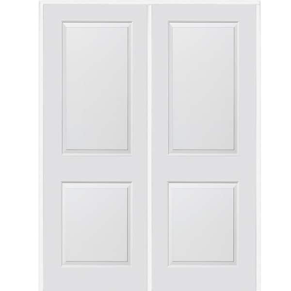 MMI DOOR 72 in. x 84 in. Smooth Carrara Left-Hand Active Solid Core Primed Molded Composite Double Prehung Interior Door