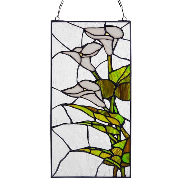 River of Goods 3-Cala Lilies Multicolored Stained Glass Window Panel