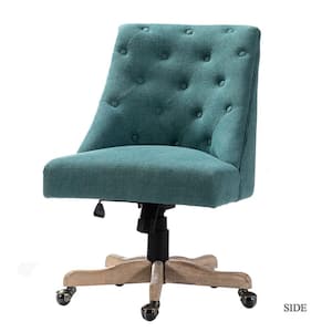 Modern Teal Fabric Office Chair with Tufted Back