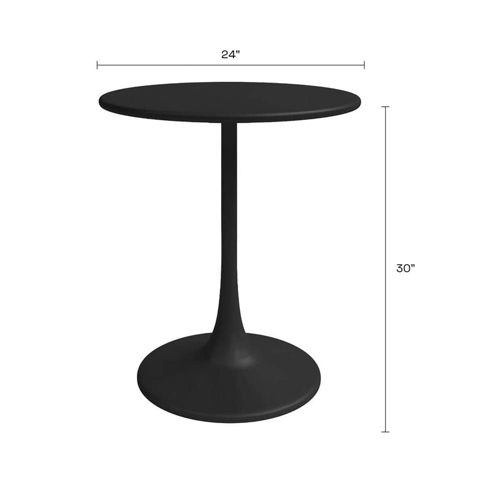 Kurv Black Steel Round Bistro Table with Pedestal Base