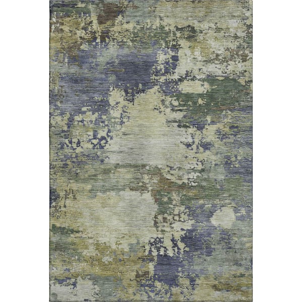 Mayfield Premium Machine Washable Abstract AMF2067 Purple 3 ft. x 5 ft. Area Rug