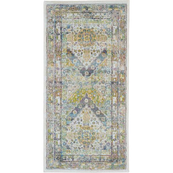 Nourison Global Vintage Blue doormat 2 ft. x 4 ft. Oriental Traditional Kitchen Area Rug