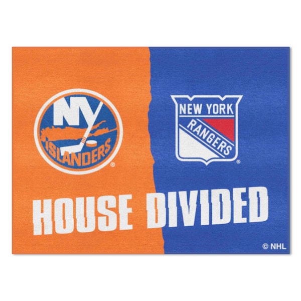 FANMATS New York Islanders/Rangers Multi-Colored 2 ft. 10 in. x 3 ft. 8.5 in. House Divided Area Rug