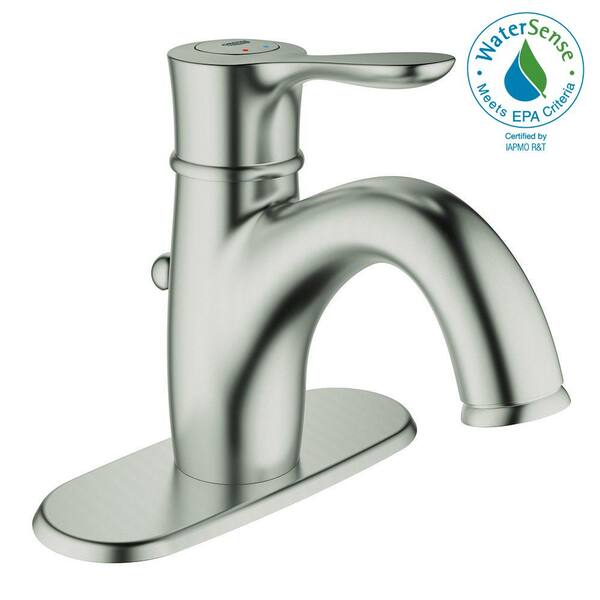 GROHE Parkfield Single Hole Single-Handle Bathroom Faucet with Escutcheon in Brushed Nickel