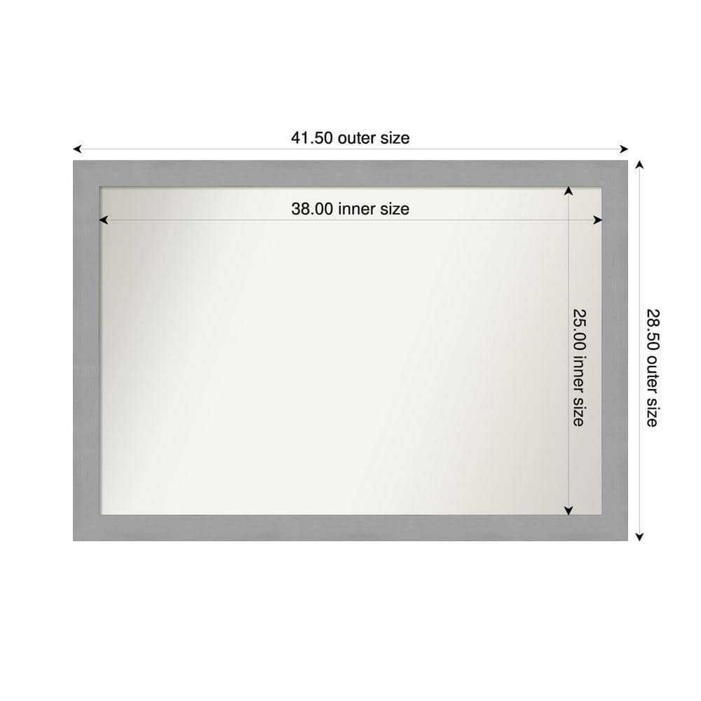 Brushed Nickel 41.5 in. x 28.5 in. Custom Non-Beveled Recycled Polystyrene Framed Bathroom Vanity Wall Mirror price history on PriceWatchPro