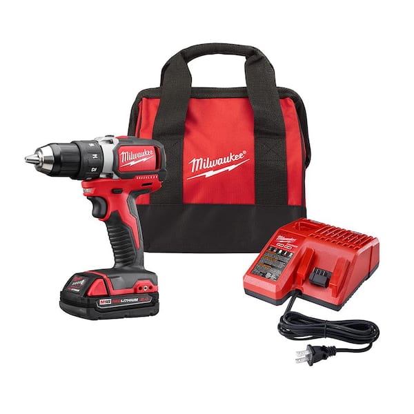Milwaukee M18 18-Volt Lithium-Ion Brushless Cordless 1/2 in. Compact Drill/Driver Kit with (1) 2.0Ah Battery, Charger and Tool Bag