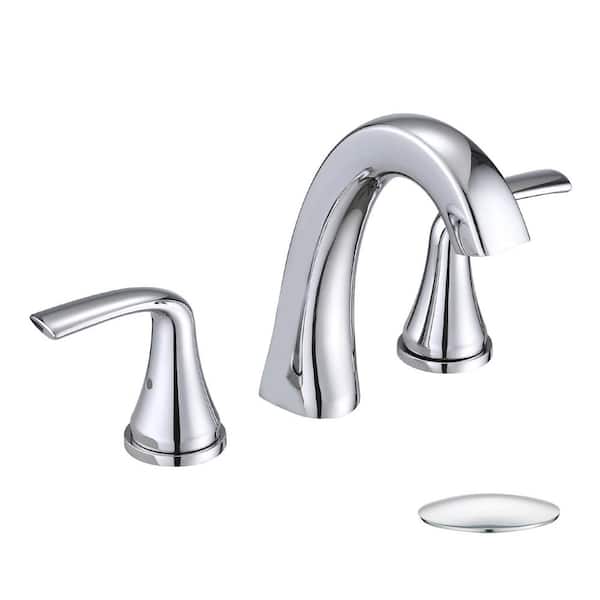 8 in. Widespread Double-Handle Bathroom Faucet with Pop-Up Drain in Polished Chrome