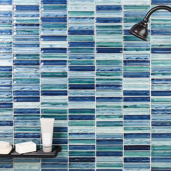 Tara Sea Green 11.61 in. x 11.73 in. Stacked Glass Mosaic Tile (0.95 Sq. Ft. / Sheet)
