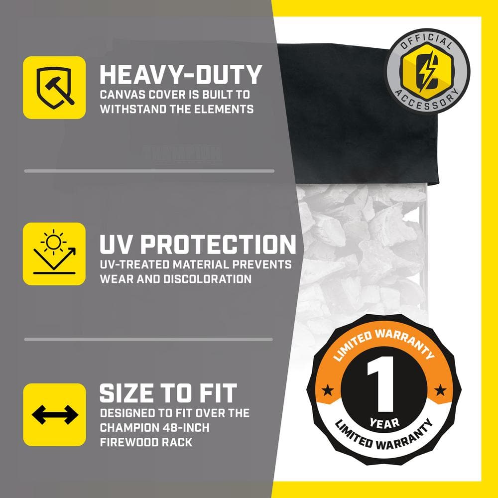 Champion Black Heavy-Duty Canvas Firewood Rack Cover