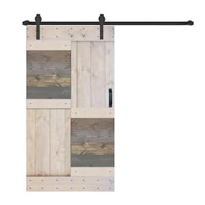 S Series 42 in. x 84 in. Multi-Textured Finished DIY Solid Wood Sliding Barn Door with Hardware Kit