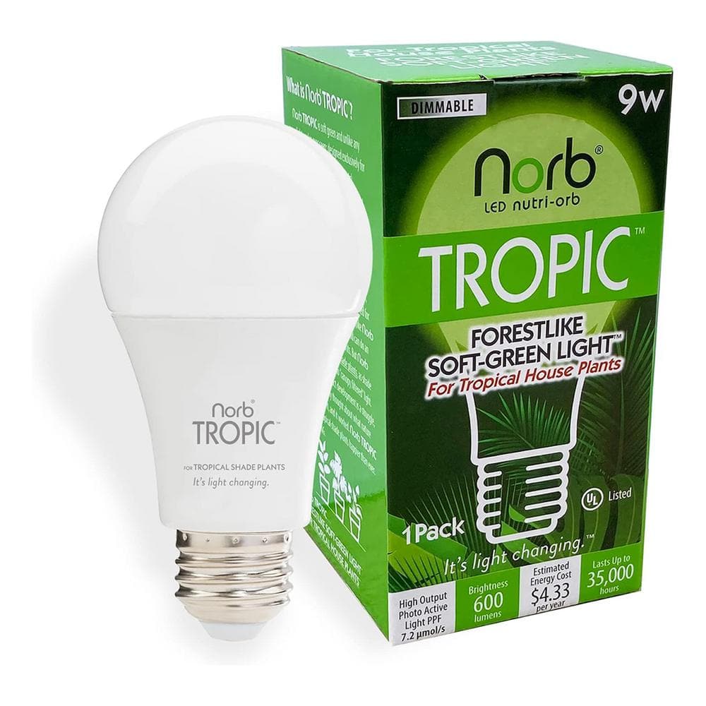 NorbTROPIC 9W Equivalent A19 4200K Forest-Filtered Green Tropical Plant Gro