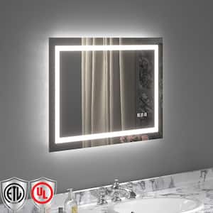 24 in. W x 36 in. H Rectangular Frameless Anti-Fog LED Light Wall Bathroom Vanity Mirror with Backlit and Front Light
