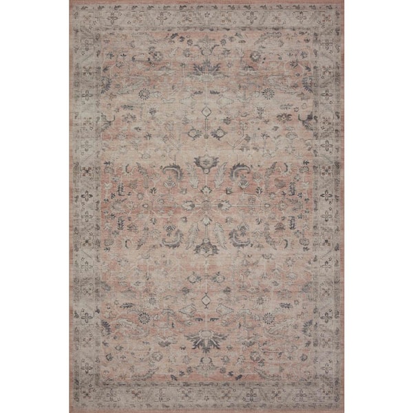 Loloi Hathaway Blush/Multi 5 ft. x 7 ft. 6 in. Traditional Distressed Printed Area Rug