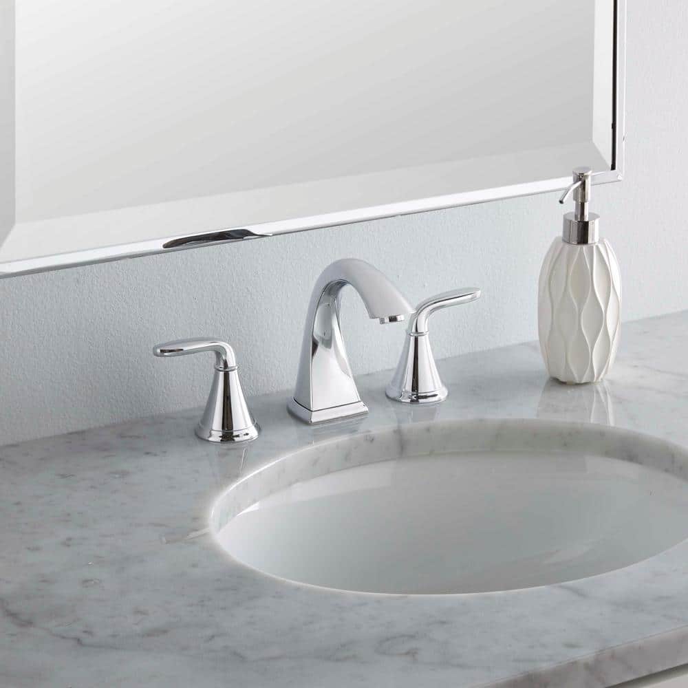 Polished Chrome 8-Inch Widespread Double Handle Bathroom Faucet