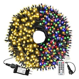 300 Lights 105 ft. Indoor/Outdoor Plug-in LED Fairy Christmas String Lights, 9-Modes for Garden, Warm White+Multicolor