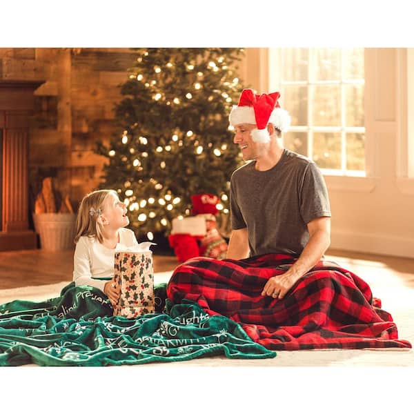 CHANASYA Best Dad Ever Red Fleece Flannel Reversible Sherpa Plaid