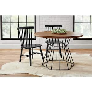 Black Windsor Solid Wood Dining Chairs (Set of 2)