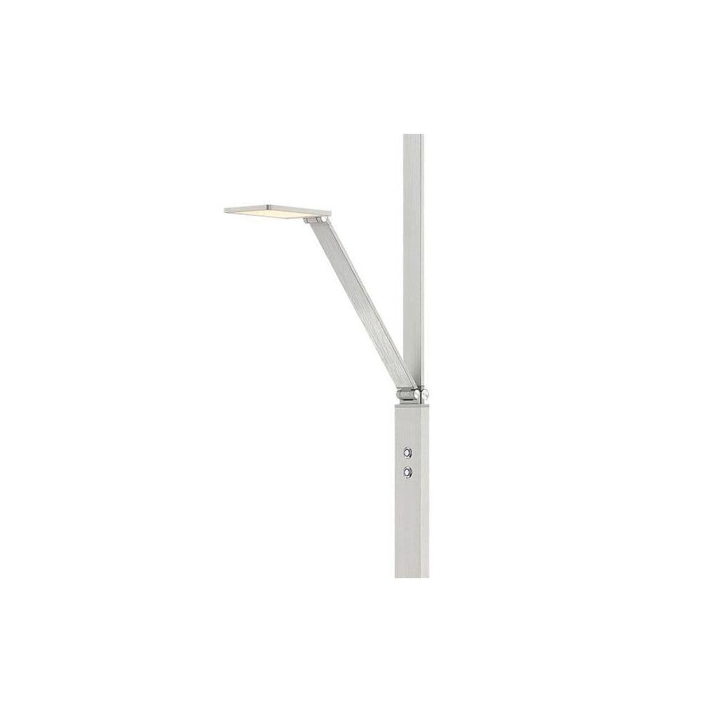 Tall Chiseled Nickel Adjustable LED Floor Lamp with White Acrylic Shade