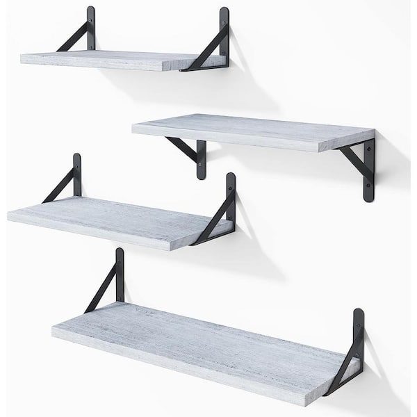 Dyiom 16.5 in. W x 6.1 in. H x 4.3 in. D Wood Rectangular Shelf in Gray 4 Sets Adjustable Shelves