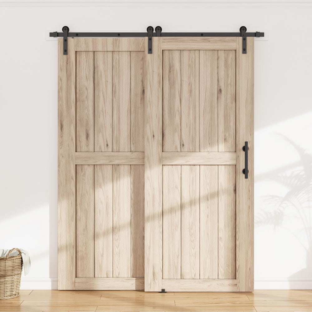 Matte Black Heavy Steel Single Track Barn Door Hardware Kit