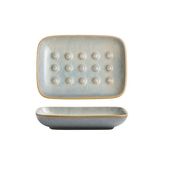 Ceramic Soap Holder Shower Soap Dish for Bar Soap Sponge, Soap Saver Tray for Bathroom in Grey