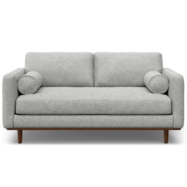 Simpli Home Morrison Mid Century Modern 72 in. Wide Sofa in Mist Grey Woven Blend Fabric AXCSOFMOR72 MG The Home Depot