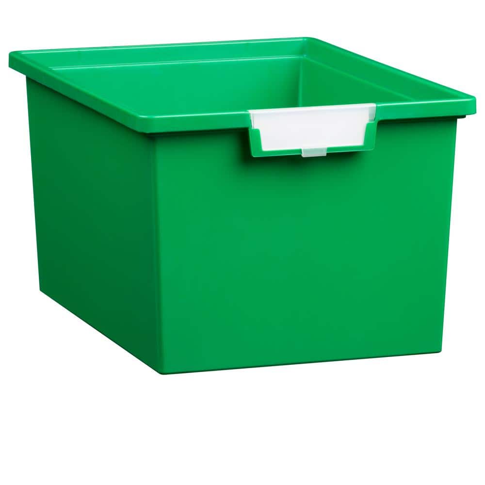 5.5 Gal. 9 in. Slim Line Triple Depth Storage Tote in Primary Green
