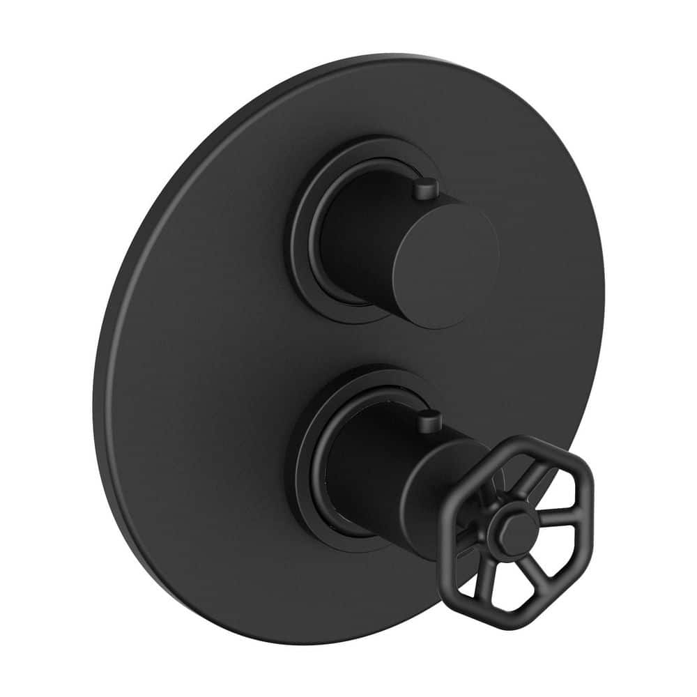 Lucia 2-Handle Thermostatic Valve with Volume Control Trim Kit in Matte Black (Valve Not Included) price history on PriceWatchPro