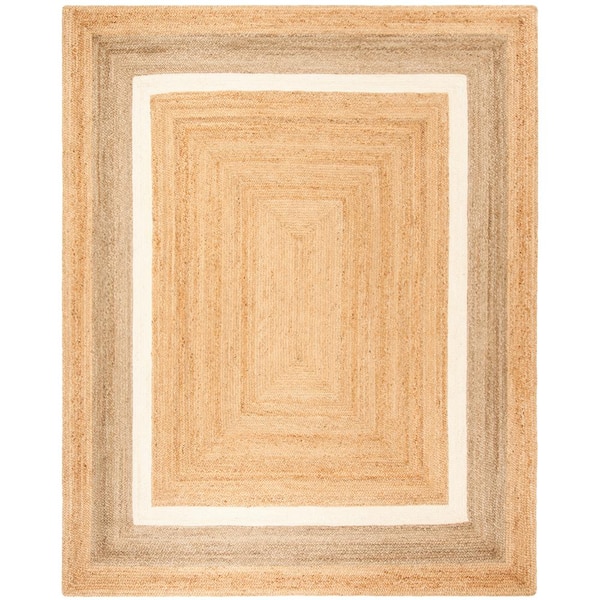 SAFAVIEH Natural Fiber Beige/Gray/Ivory 9 ft. x 12 ft. Woven Border Area Rug