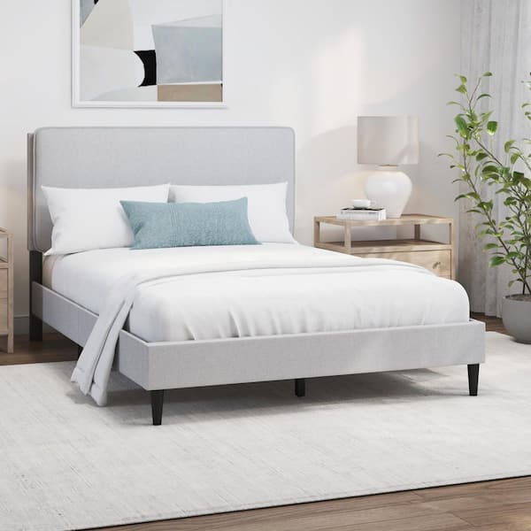 Emslie Gray Full Upholstered Bed with Pillow Headboard