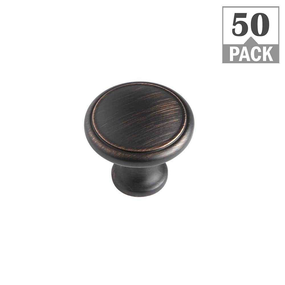 1.16 in. Oil Rubbed Bronze Round Top Ring Cabinet Knob (50-Pack)