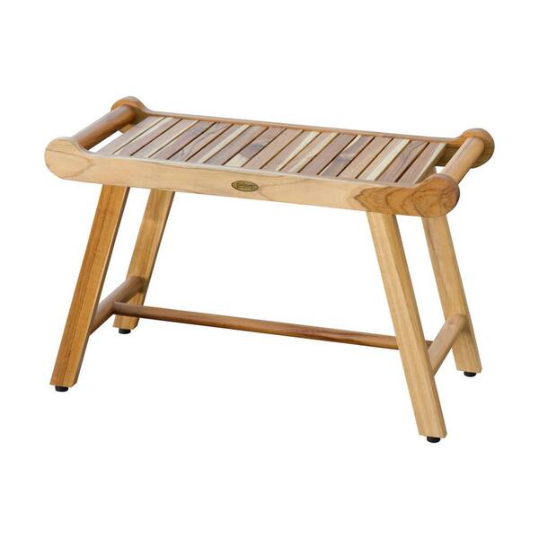 EcoDecors SensiHarmony 30 in. W Teak Shower Stool Bench with LiftAide Arms in Natural Teak