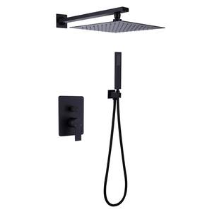 Dimo Single-Handle 2-Spray Square Shower Faucet in Matte Black (Valve Included)