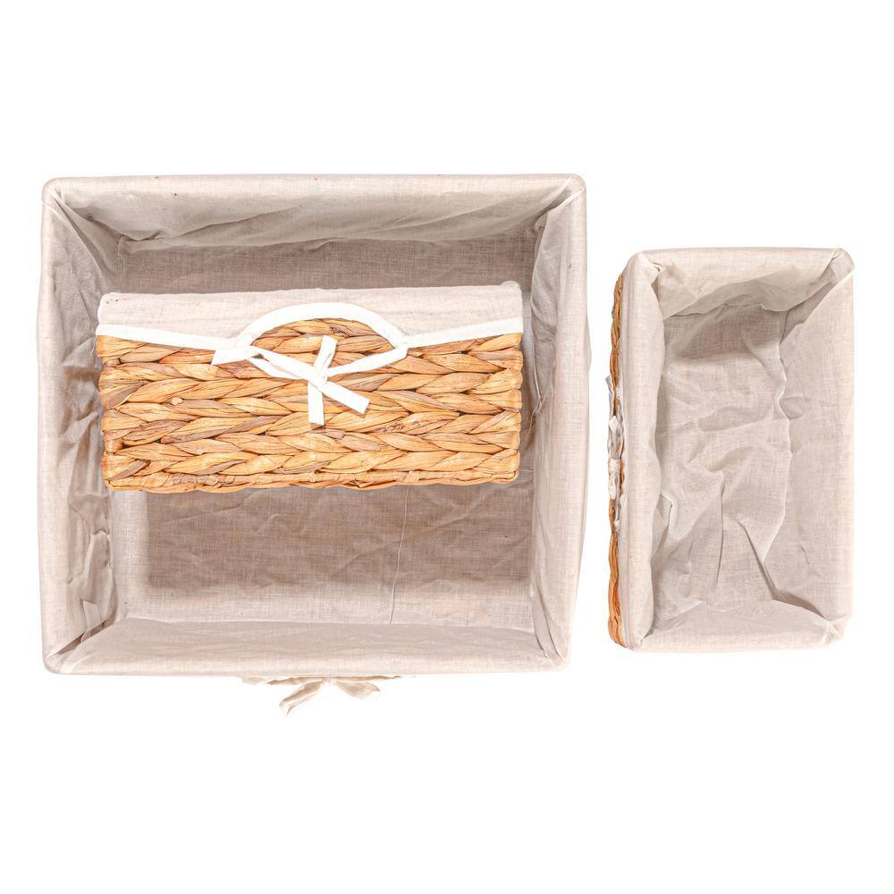 Natural Seagrass Rectangular Storage Basket Set with Liners