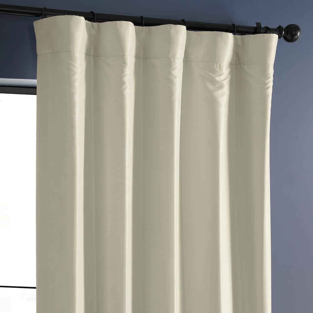 Extra Long Off-White Blackout Faux Silk Drapes