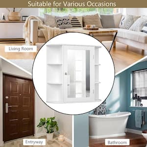 6.5 in. x 25 in. x 26 in. White Multipurpose Wall Surface Mount Bathroom Storage Medicine Cabinet with Mirror