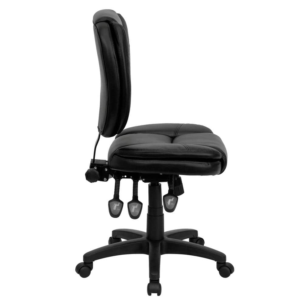 Ergonomic Mid-Back Black LeatherSoft Swivel Task Chair with Synchro Tilt